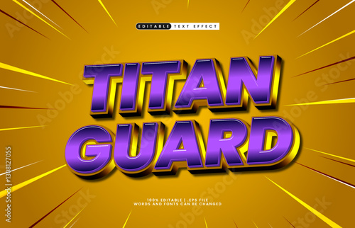 titan guard editable text effect with a hero and super text effect