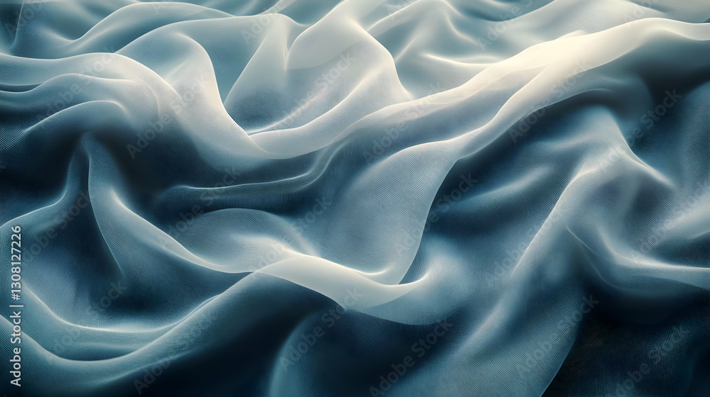 Obraz premium Abstract Blue and White Draped Fabric Texture Background Illustration