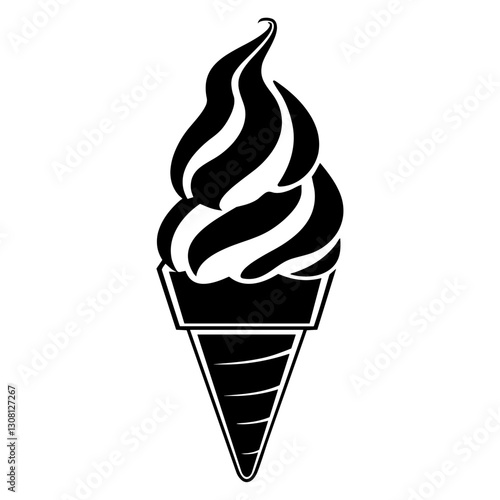 Ice cream illustration dessert black vector
