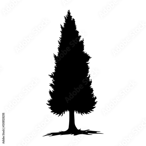 Cypress tree silhouette illustration black vector