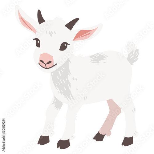 Illustration baby white goat animal background cartoon vector
