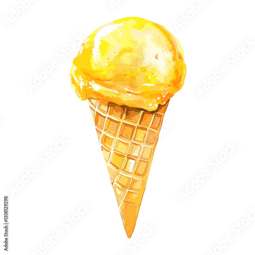 Mango Ice-cream illustration watercolor dessert vector