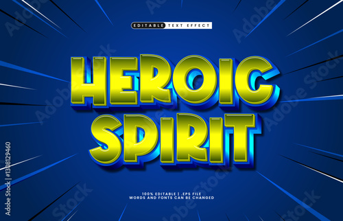 heroic spirit editable text effect with a hero and super text effect
