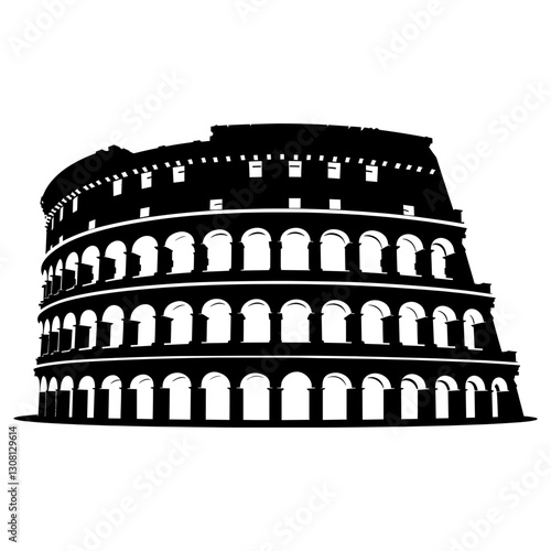 Colosseum architecture silhouette illustration vector