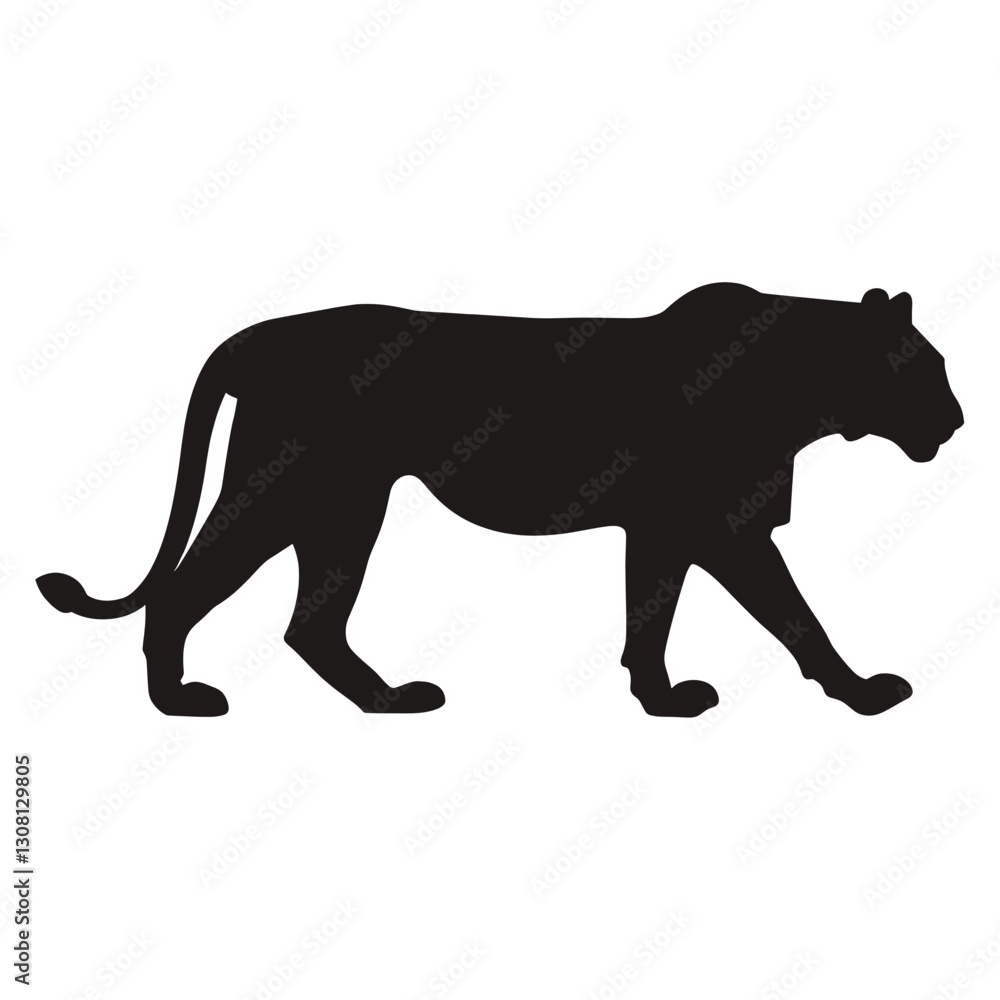 Obraz premium Mountain lion walking silhouette illustration wildlife animal vector