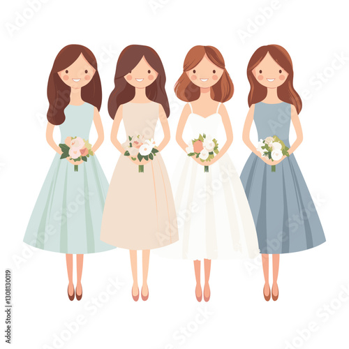4 bridesmaide bridesmaids illustration wedding vector