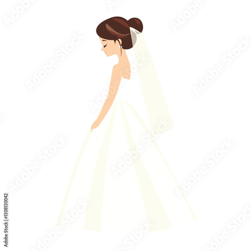 Bride in wedding dress illustration fashion white vector