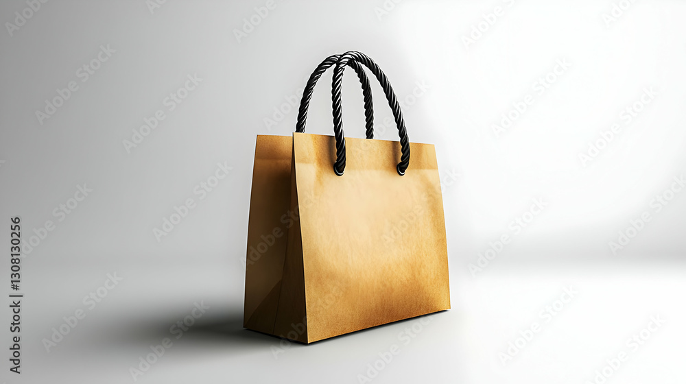 3D Render of Brown Paper Shopping Bag with Black Twisted Handles - Retail Packaging Mockup 3D Render of Brown Paper Shopping Bag with Black Twisted Handles - Retail Packaging Mockup