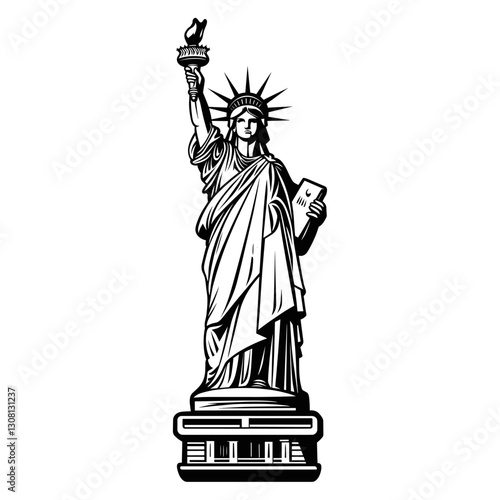 Statue of Liberty linear statue art illustration vector