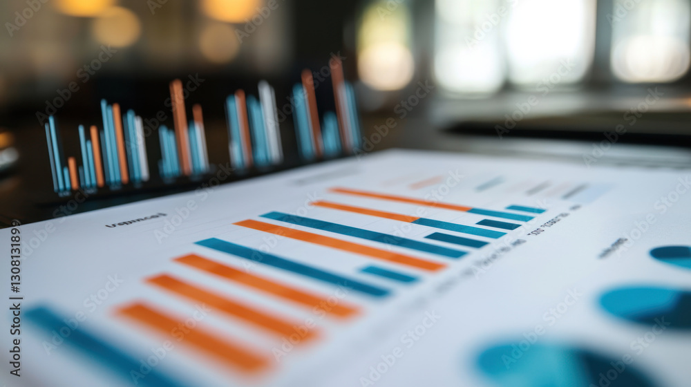 A close up of financial report with graphs showcasing data analysis and investment trends A close up of financial report with graphs showcasing data analysis and investment trends