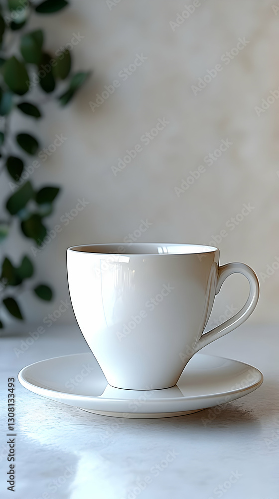 Serene White Coffee Cup and Saucer 3D Render Illustration Serene White Coffee Cup and Saucer 3D Render Illustration