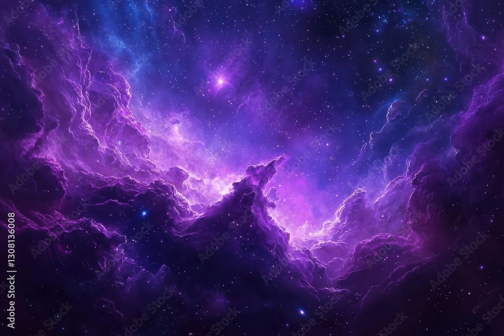 Fototapeta premium Stellar Nebula with Vibrant Colors and Cosmic Clouds in Space