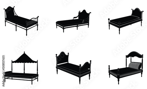 Daybed silhouette vector