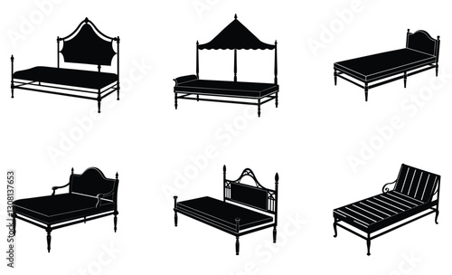Daybed silhouette vector