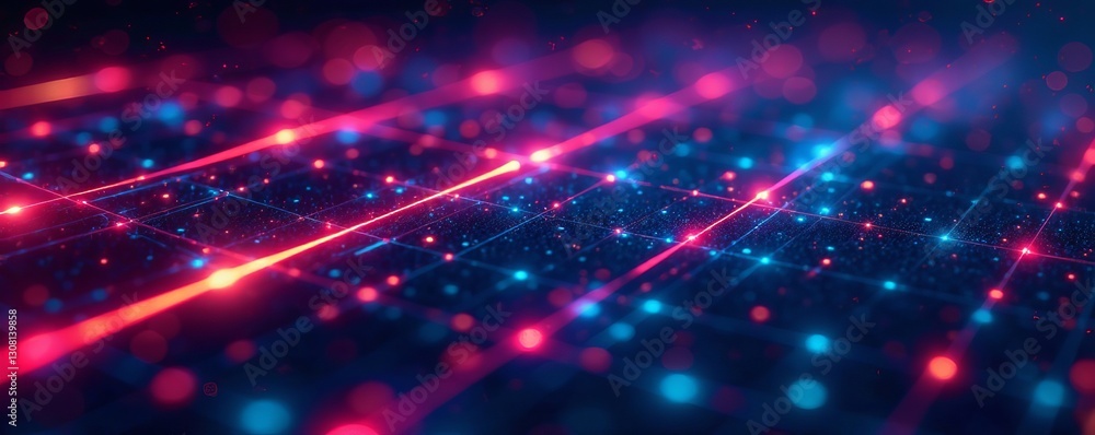 Colorful intersecting lines and shapes on a digital grid, abstract, illustration, background Colorful intersecting lines and shapes on a digital grid, abstract, illustration, background