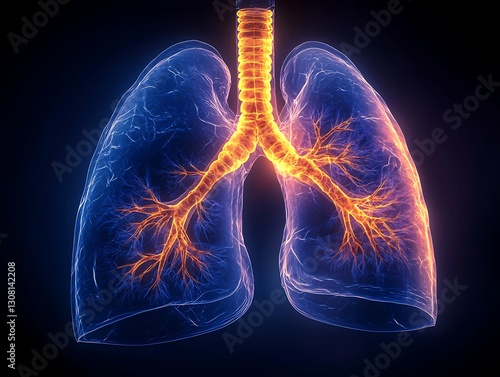 Glowing Lungs, Bronchial Anatomy, Dark Background photo