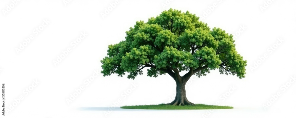 Fototapeta premium Large isolated tree on white surface in a minimalist environment, garden, tree trunk