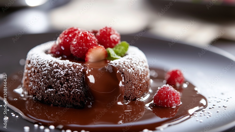 Hyper-Realistic Food Photography Chocolate Lava Cake Oozing Warm Melted Chocolate Hyper-Realistic Food Photography Chocolate Lava Cake Oozing Warm Melted Chocolate