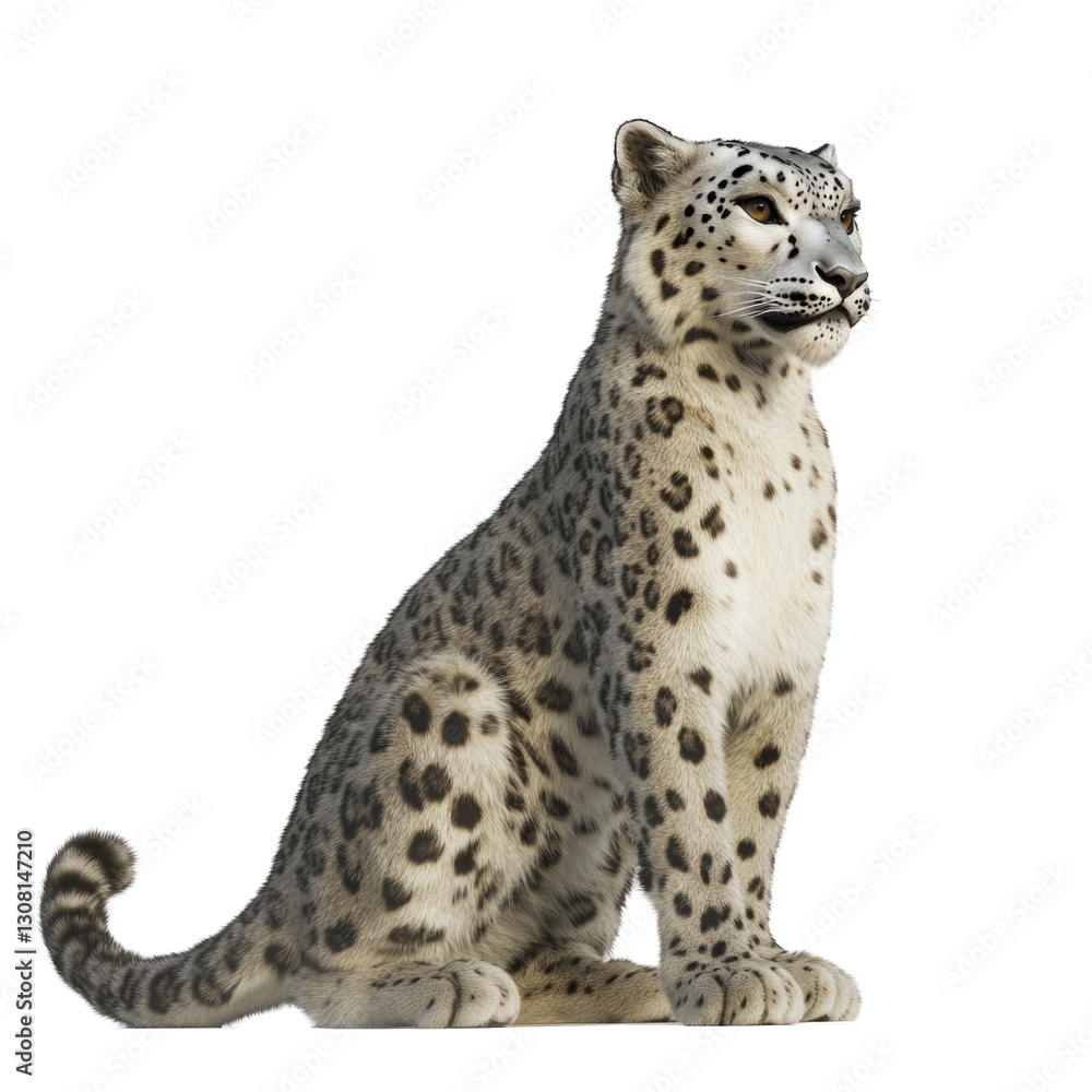 Naklejka premium Snow Leopard isolated on white or transparent background