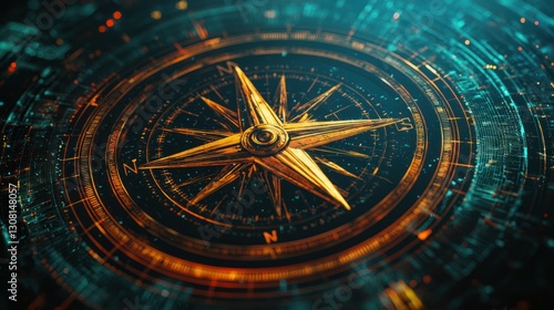 Wallpaper Mural A layered compass graphic with shadows, gradients, and text overlays. Torontodigital.ca