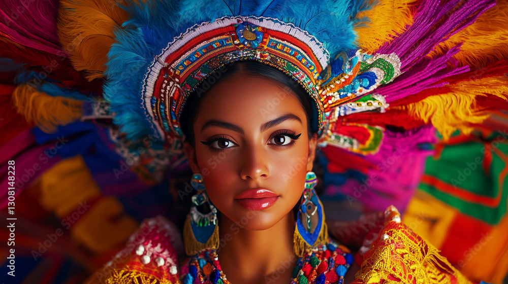 captivating Mexican dancer adorned in vibrant traditional attire exudes pride and confidence captivating Mexican dancer adorned in vibrant traditional attire exudes pride and confidence