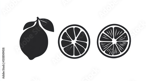 Citrus fruit slices and whole lime illustration