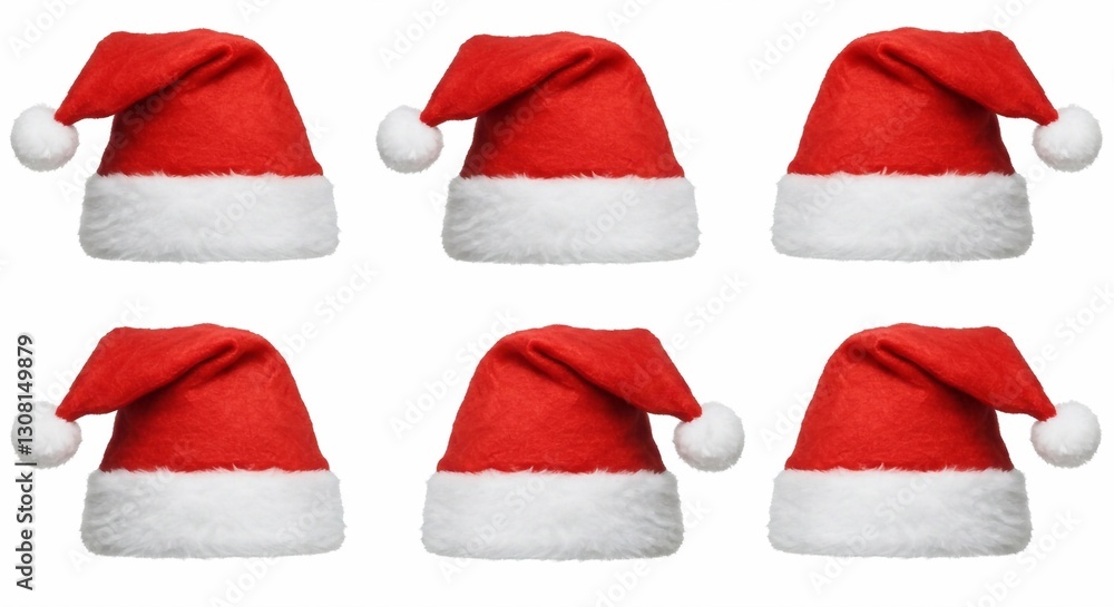 Set of Red Santa Claus Hats Isolated on White Background
Set of Red Santa Claus Hats Isolated on White Background