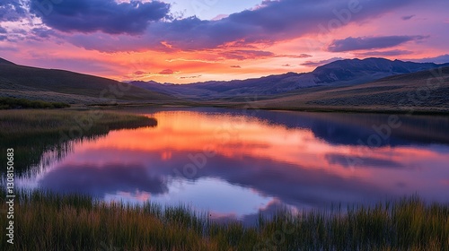 Wallpaper Mural Serene Sunset Reflections over Still Waters of a Mountain Lake Torontodigital.ca