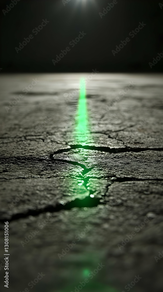 Obraz premium Green laser on cracked surface