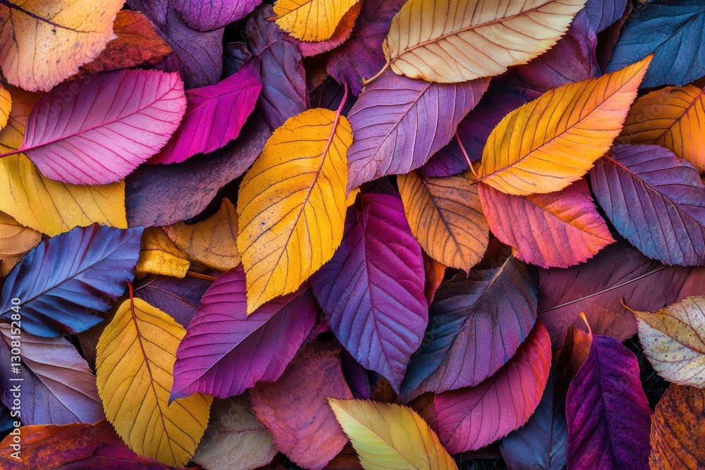 A vibrant display of autumn leaves in shades of purple, orange, yellow, and red. The overlapping leaves exhibit intricate textures, capturing the essence of the fall season. A vibrant display of autumn leaves in shades of purple, orange, yellow, and red. The overlapping leaves exhibit intricate textures, capturing the essence of the fall season.