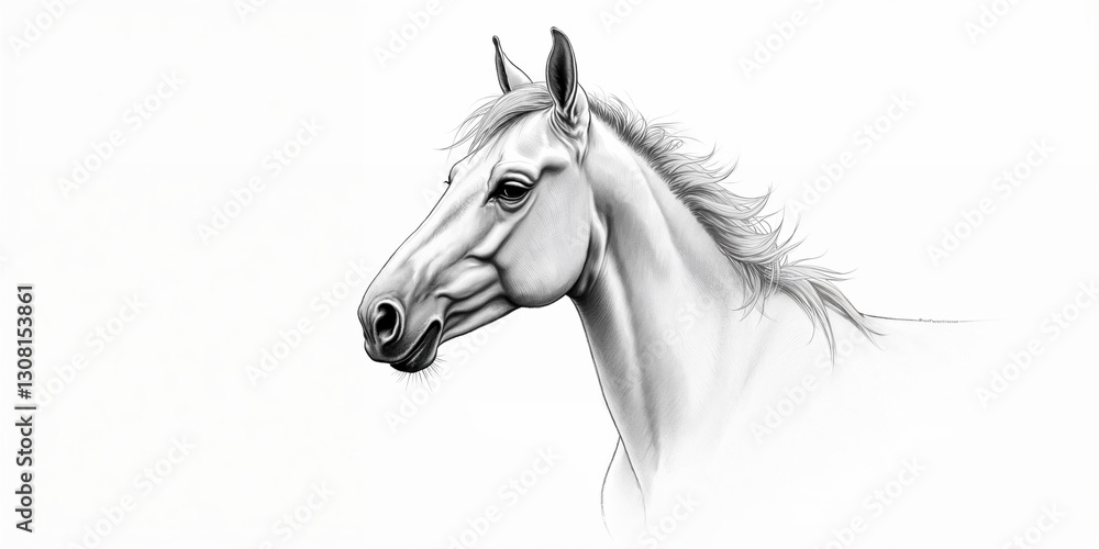 Obraz premium realistic pencil drawing of a horse on paper. ai generated