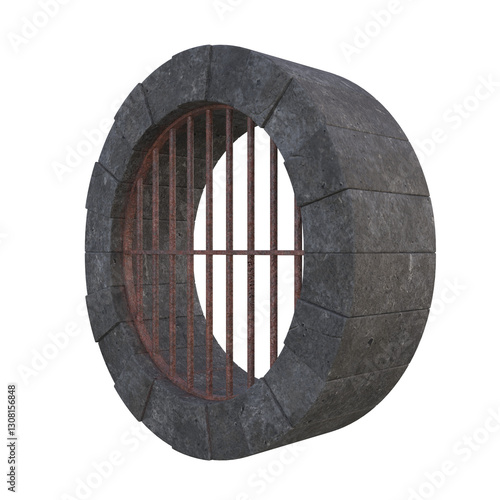 Rusty Sewer Grate Well, 3d illustration isolated on white background