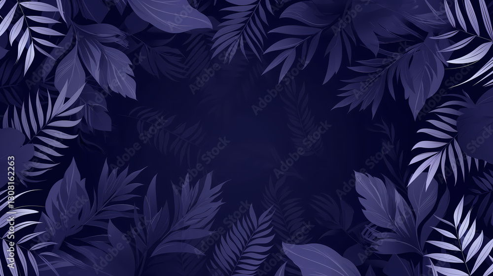 Botanical leaves and foliage create a natural frame with dark blue colors that can be used for invitations and greetings cards. Botanical leaves and foliage create a natural frame with dark blue colors that can be used for invitations and greetings cards.