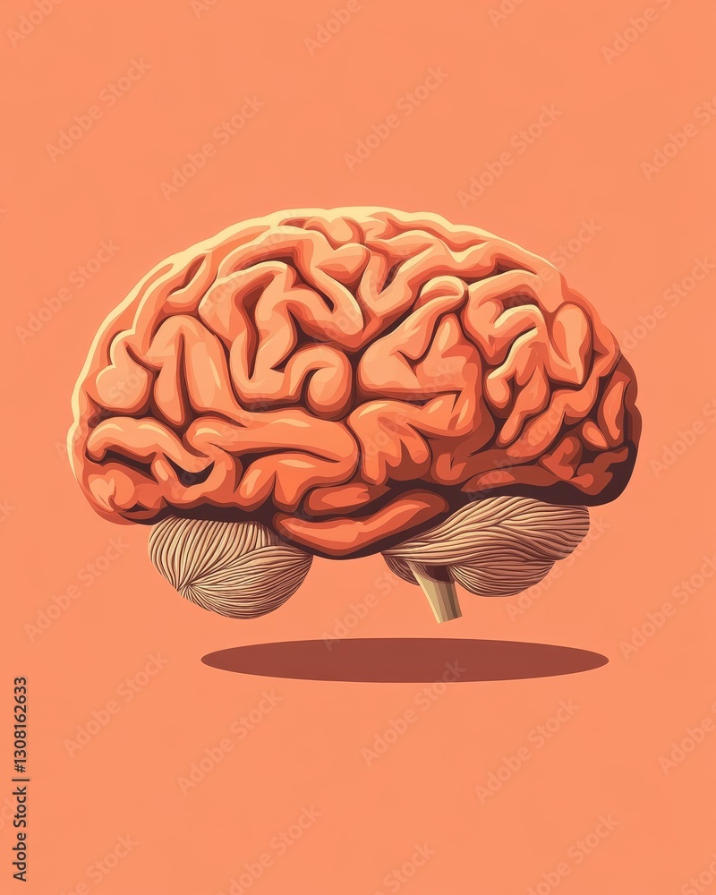 flat art of a human brain flat art of a human brain