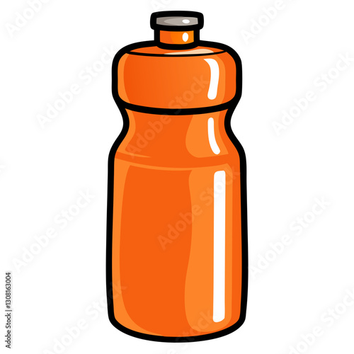 Orange sports water bottle with cap, ideal for fitness blogs, hydration promotions, active lifestyle branding, wellness guides, and workout-themed content.