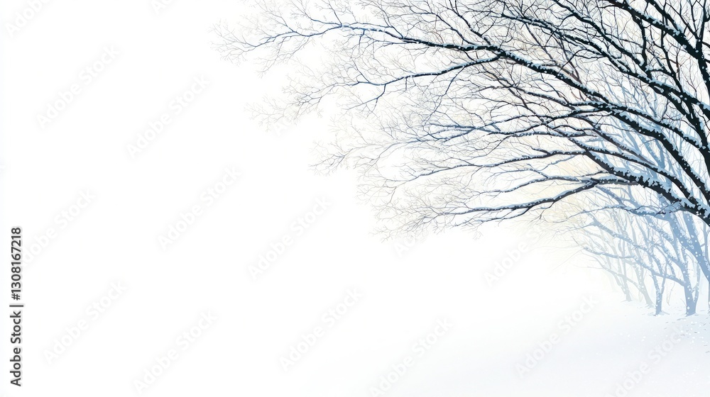 Snowy Winter Wonderland Bare Trees Frosty Branches Cold Season Christmas Background Snowy Winter Wonderland Bare Trees Frosty Branches Cold Season Christmas Background