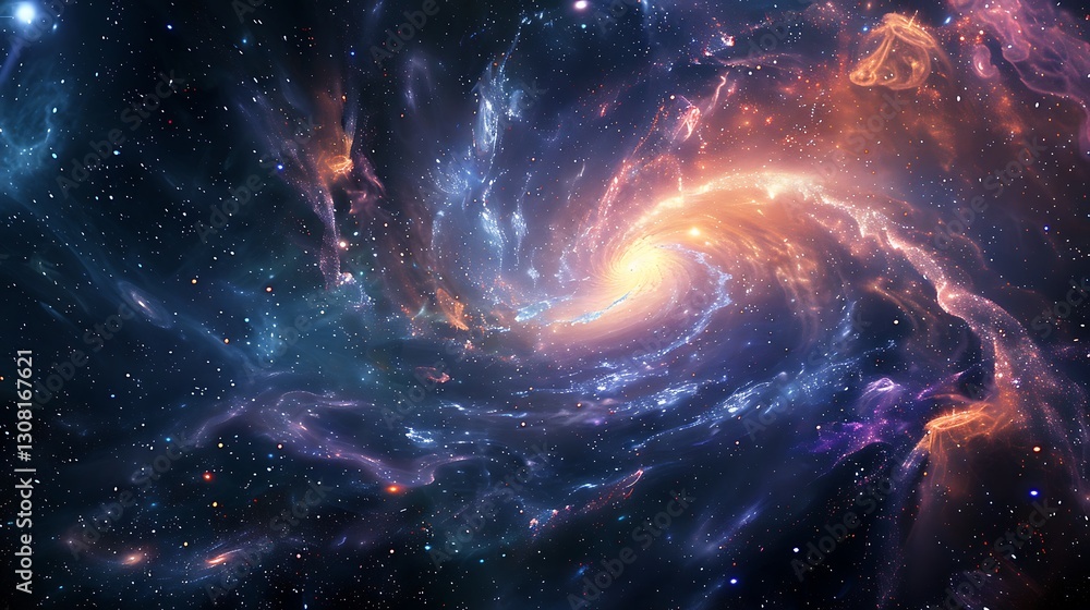 Cosmic Swirl of Colorful Nebula and Starry Background of Deep Space Universe Cosmic Swirl of Colorful Nebula and Starry Background of Deep Space Universe