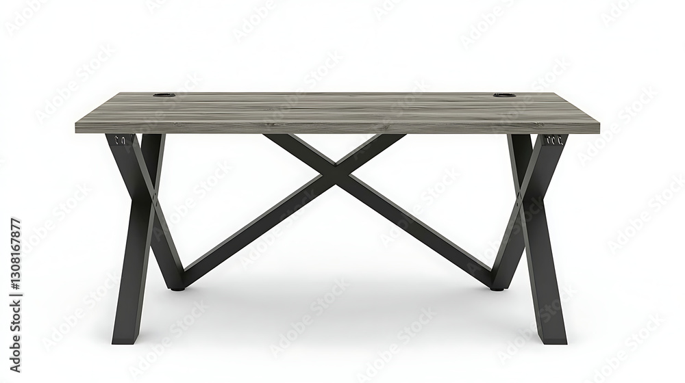 Fototapeta premium A wooden table with a black frame and a cross design