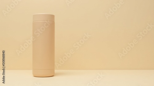 Wallpaper Mural A Smooth Beige Cylinder Container on a Pale Background Perfect for Minimalist Product Presentation Torontodigital.ca
