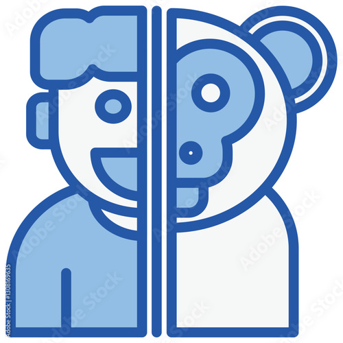Dehumanization Blue White Icon