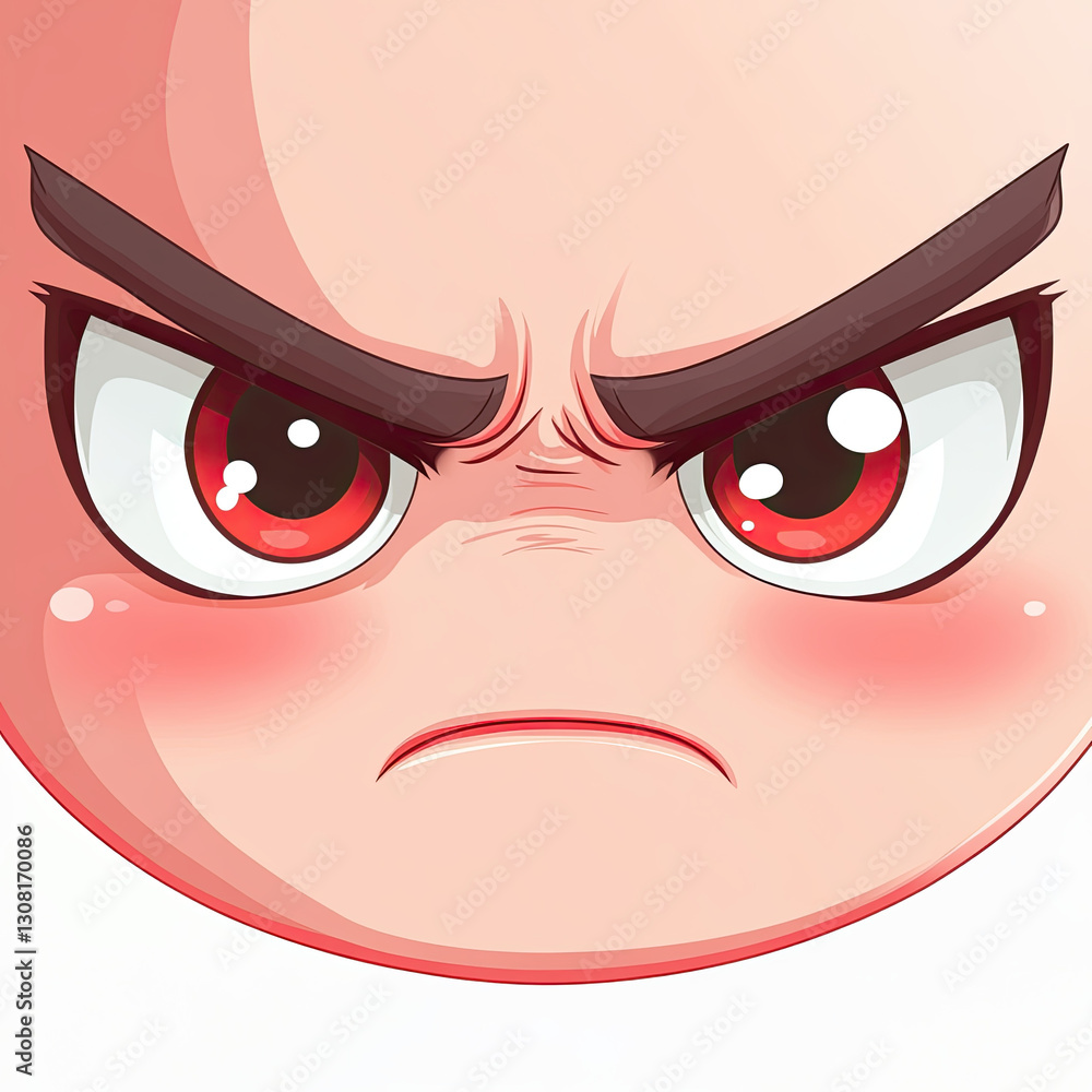 Chibi character with intense angry expression and red eyes, cute design Chibi character with intense angry expression and red eyes, cute design