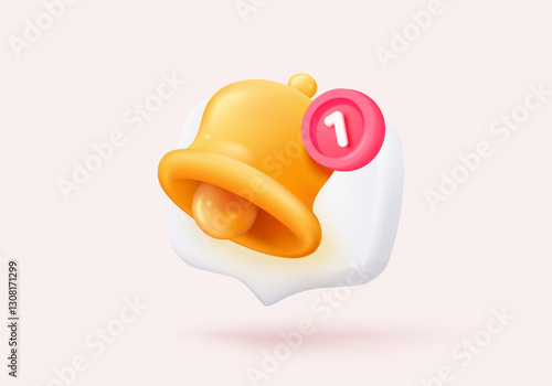 3D chat notice icon with bubble speech floating around on pastel background. New urgency reminder concept for social media element. 3d bell announce icon for message vector render illustration