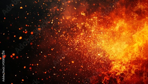 Fiery explosion sparks in dark night