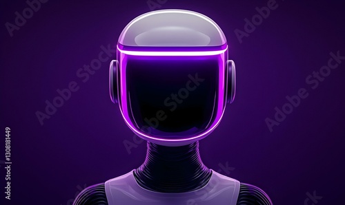 Wallpaper Mural Futuristic Robot with Neon Lights on Dark Background Torontodigital.ca