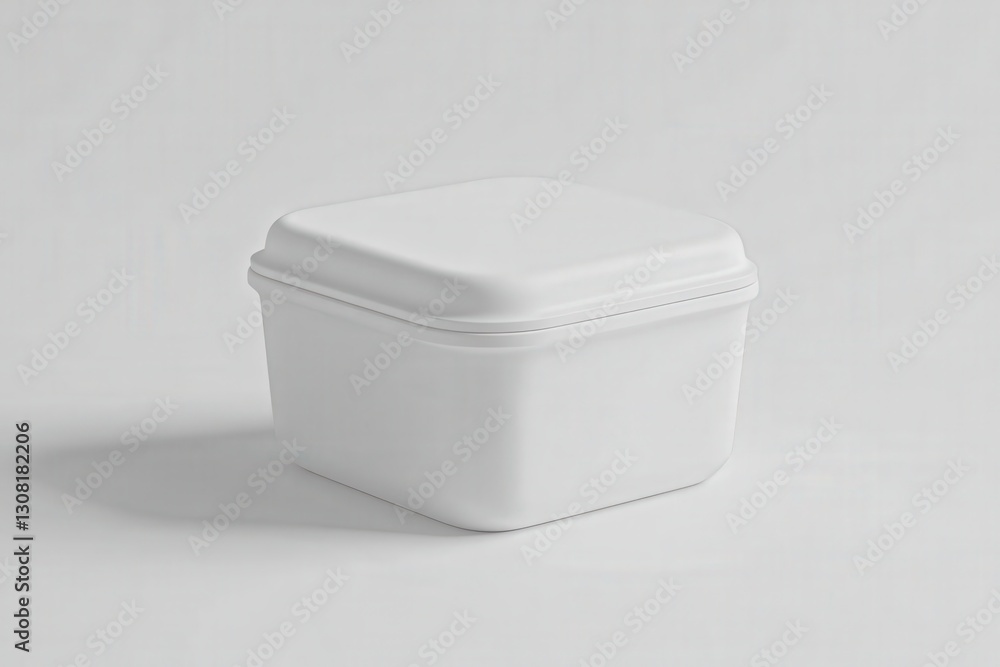 White Square Food Container on White Background. White Square Food Container on White Background.