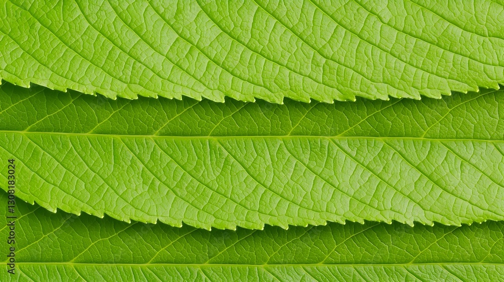 Close-Up of Fresh Green Leaves with Intricate Texture Patterns Close-Up of Fresh Green Leaves with Intricate Texture Patterns