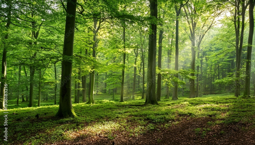 Naklejka premium green beech forest