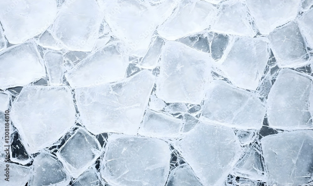 Fototapeta premium Clear Ice Fragments on a Flat Surface for Textures and Backgrounds