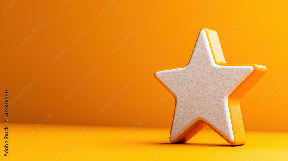 Obraz premium White star on a bright yellow background representing customer review integration in realistic photography
