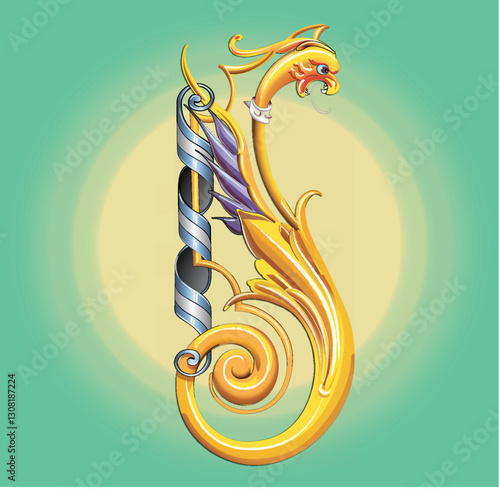 Dragons, Dragon. Fileteado Porteño, traditional style of pictorial ornamentation to embellish and decorate cars and buses in the city of Buenos Aires, declared by UNESCO, Intangible Cultural Heritage.